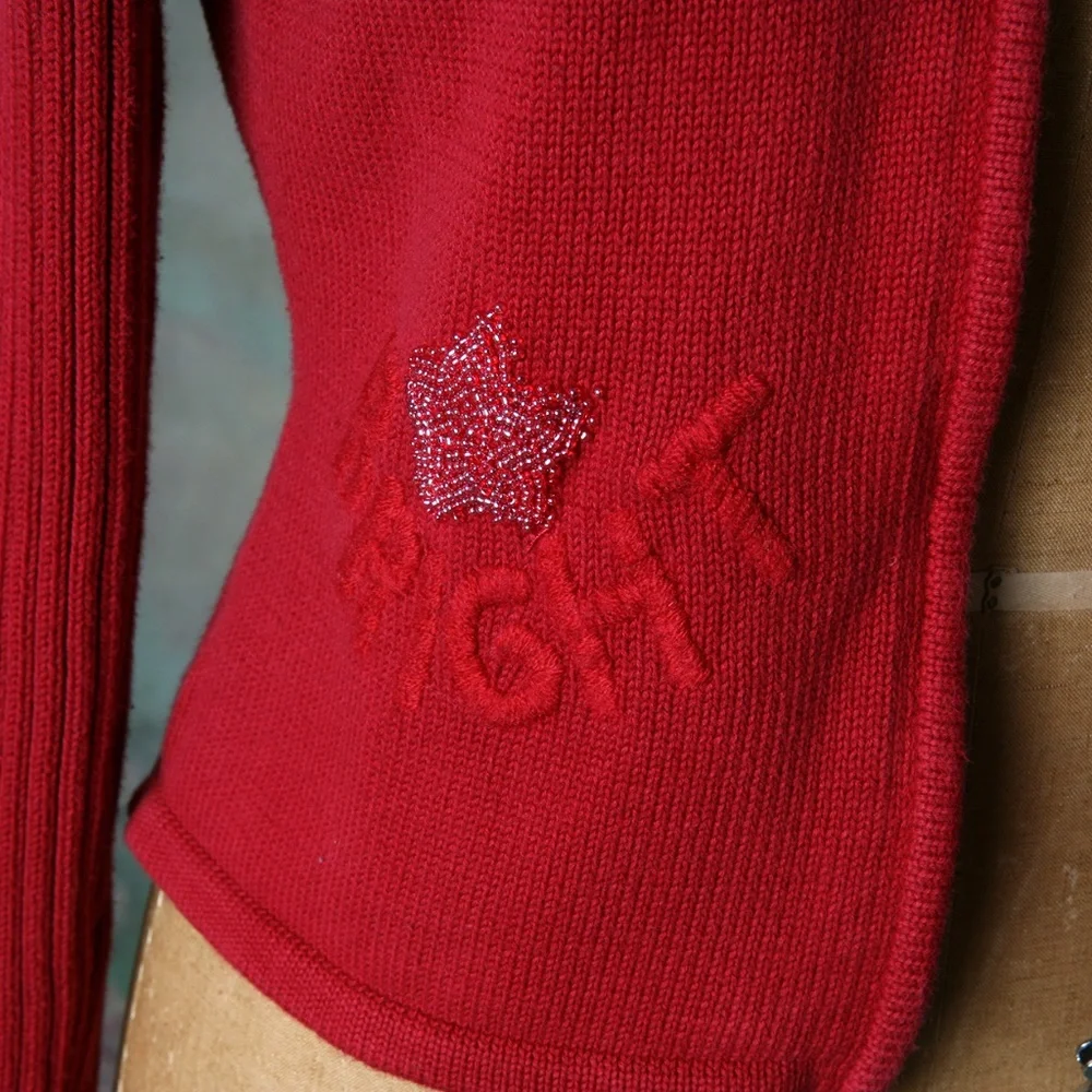 Like, Love Red Hooded Dbl Zip Sweater w/Star Sz Lg - Picture 4 of 8
